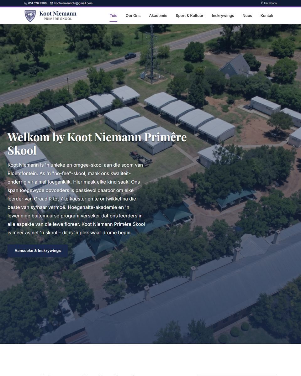 Koot Niemann Primêre Skool website homepage