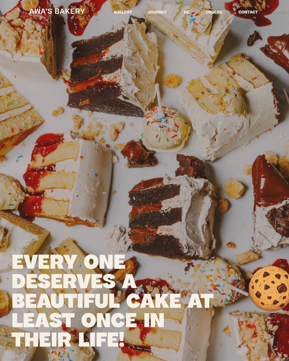 Awa's Bakery website homepage
